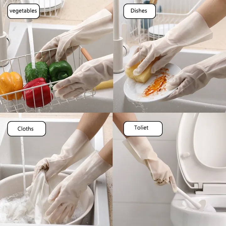 Waterproof Rubber gloves latex dishwashing gloves kitchen durable cleaning housework chores dishwashing tools