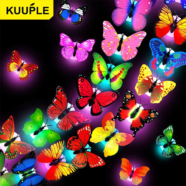 5pcs Colorful LED 3D Butterfly Wall Lights LED Butterfly Night Lights Bedroom Decor Christmas Ornament Home Room Decoration