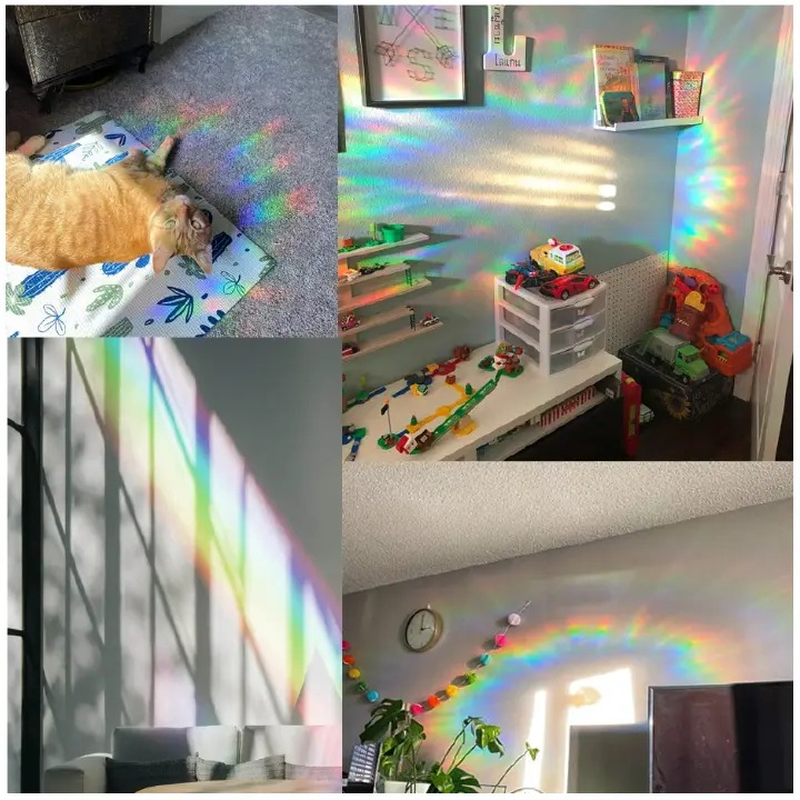 Sun Catcher PVC Electrostatic Glass Stickers for Window Funny Sun-catcher Wall Stickers Rainbow Prisms Sticker Sunlight Decals