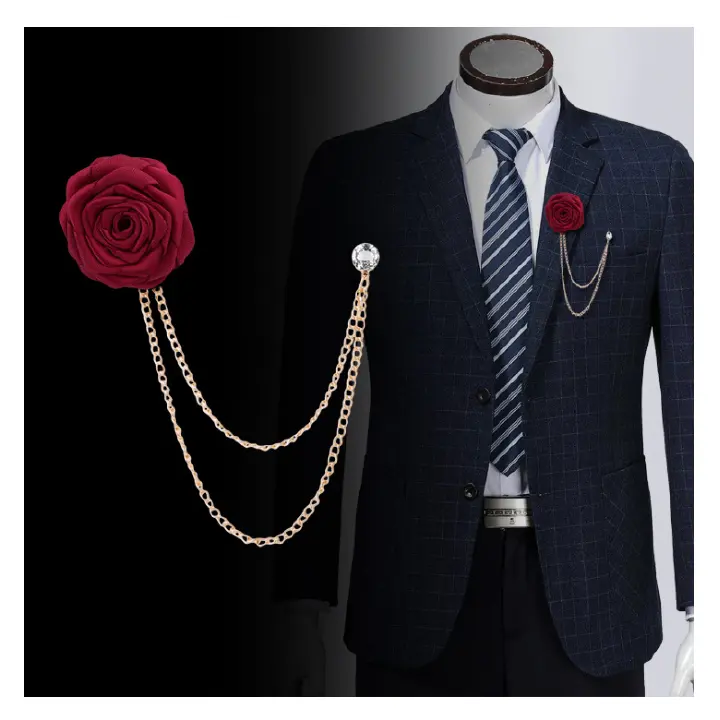 Korean bridegroom's wife wedding bust cloth handicraft rose brooch tassel chain men's suit accessories