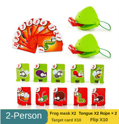 Frog Tongue-Sticking TikTok Same Funny Toy Lizards Mask Two-player Card Game Desktop Interactive Toys Parent-child Party Games 2 people