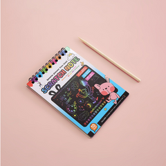 10 Sheets Fun Magic Drawing Book Toy DIY Scratch Notebook Black Cardboard Children Learning Toys Scratch Art Painting Doodle Blue 14*10cm
