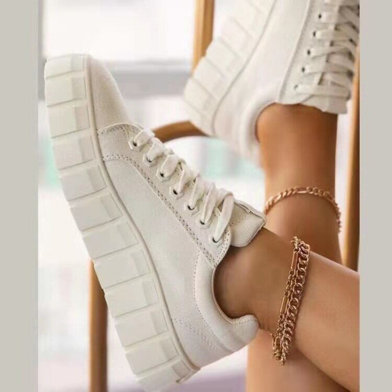 Women's Shoes Thick Sole Lace Up Casual Flat Shoes Women's Shoes Trendy Fashion Spring Shoes Female Platform Sneakers-MULTI Womens Ladies Casual Fashion Sneakers