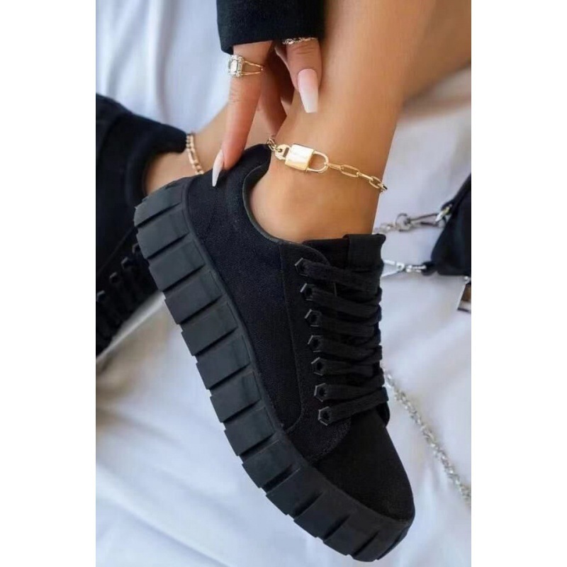 Women's Shoes Thick Sole Lace Up Casual Flat Shoes Women's Shoes Trendy Fashion Spring Shoes Female Platform Sneakers-MULTI Womens Ladies Casual Fashion Sneakers