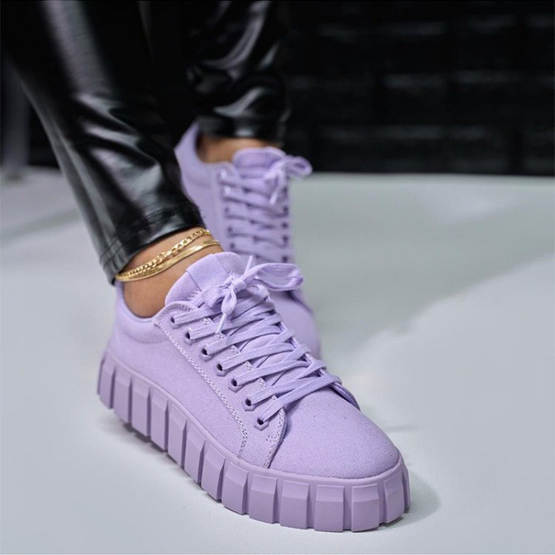 Women's Shoes Thick Sole Lace Up Casual Flat Shoes Women's Shoes Trendy Fashion Spring Shoes Female Platform Sneakers-MULTI Womens Ladies Casual Fashion Sneakers
