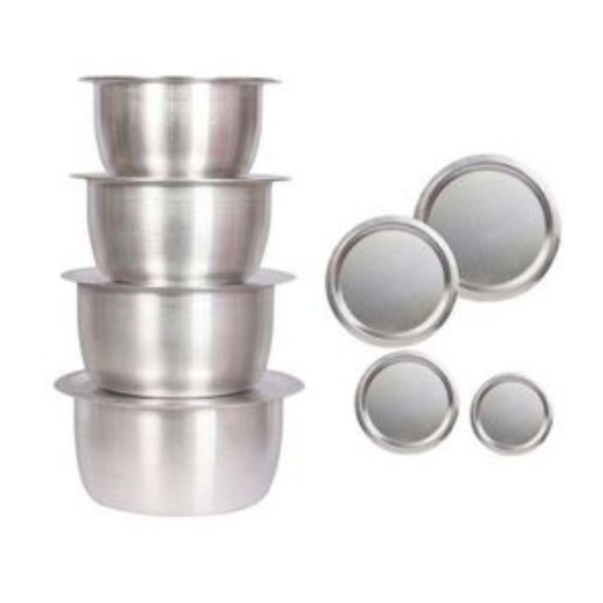 Generic 4Pcs Set Of Stainless Aluminum Sufuria WITH Lids - Light Gauge size 1 2 3 4