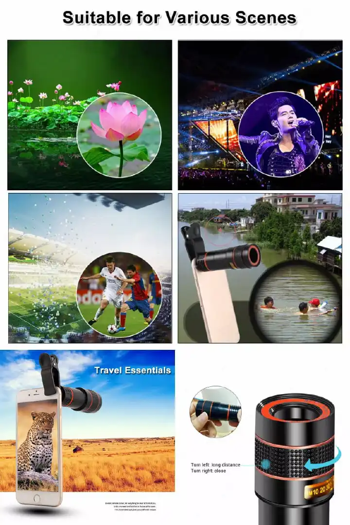 Phone telescope ▪️The telescope has 8X 12X times zoom, which can adjust the focal length well