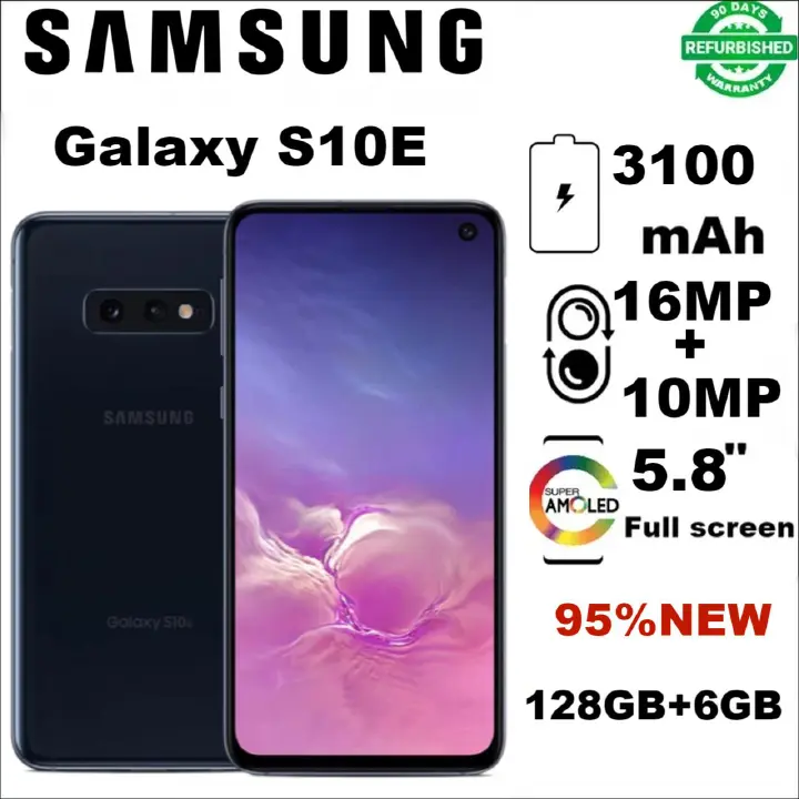 Refurbished Samsung S10E 128+6GB 3100mAh 5.8" 16MP + 10MP 2G/3G/4G/ LTE Android  single SIM Smartphones Waterproof google Smart Phones Big Batter