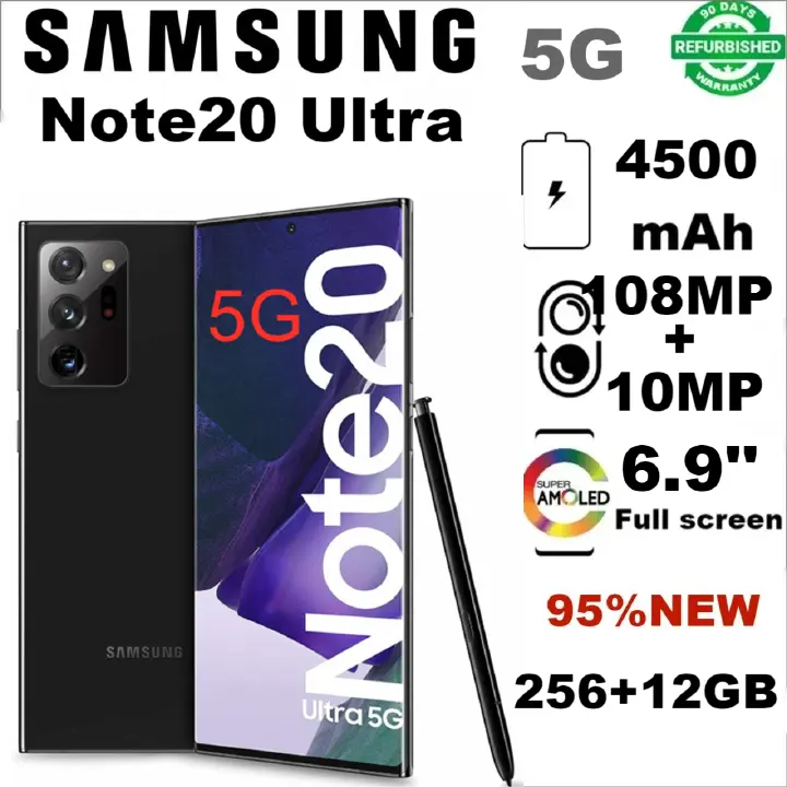 Refurbished Samsung Galaxy NOTE20 Ultra 5G 256+12GB 4500mAh 6.9"108MP+10MP 2G/3G/4G/5G LTE Android single SIM Smartphones Waterproof google Big Batter mpesa my phones best phones number safaricom phon