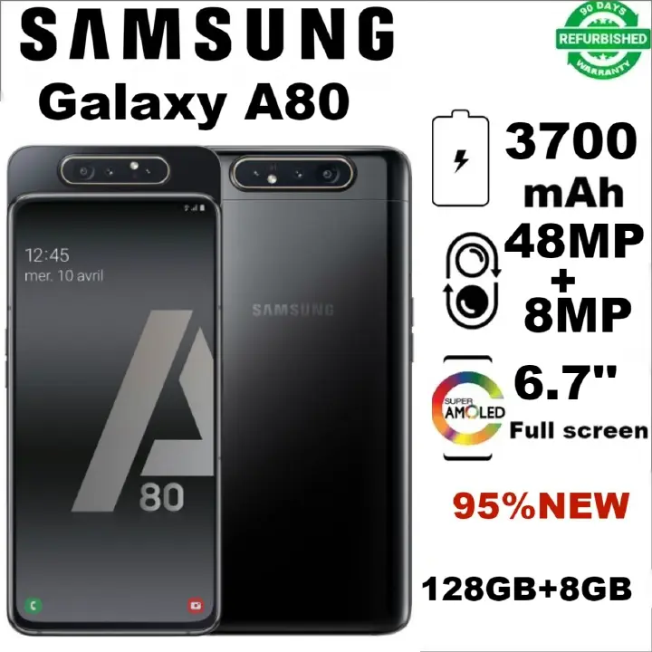 Samsung Galaxy A80 128G+8GB 6.7" 48MP+8MP 3700mAh 2G/3G/4G/ LTE Android single SIM Smartphones Waterproof google Big Batter best phones number safaricom phones 4G phone