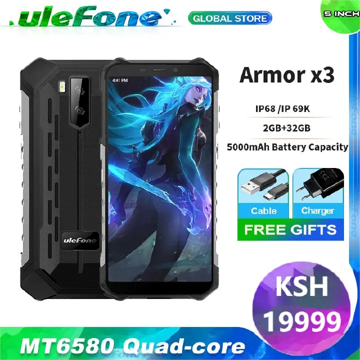 Ulefone Armor X3 2GB 32GB Android 9.0 Smartphone 5.5" HDFace ID Unlock 2G/3G IP68 Waterproof 5000mAh 3G Rugged Mobile Phone