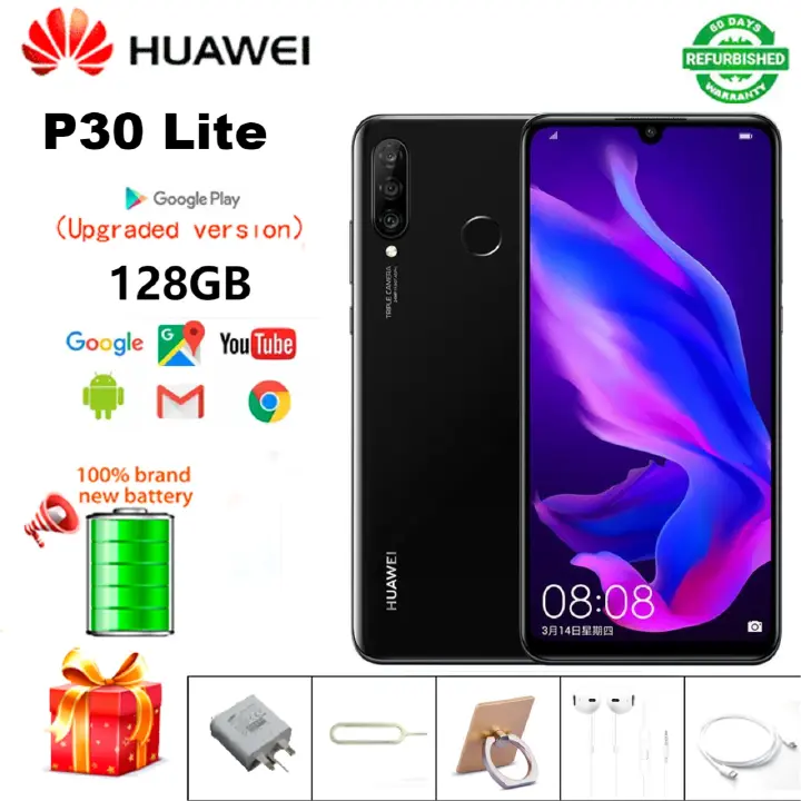 Refurbished Huawei P30 Lite Nova 4e 6.15" Screen Android 9 32MP+24MP 3340mAh Fingerprint Kirin 710 Multi Languages Mobile Phones