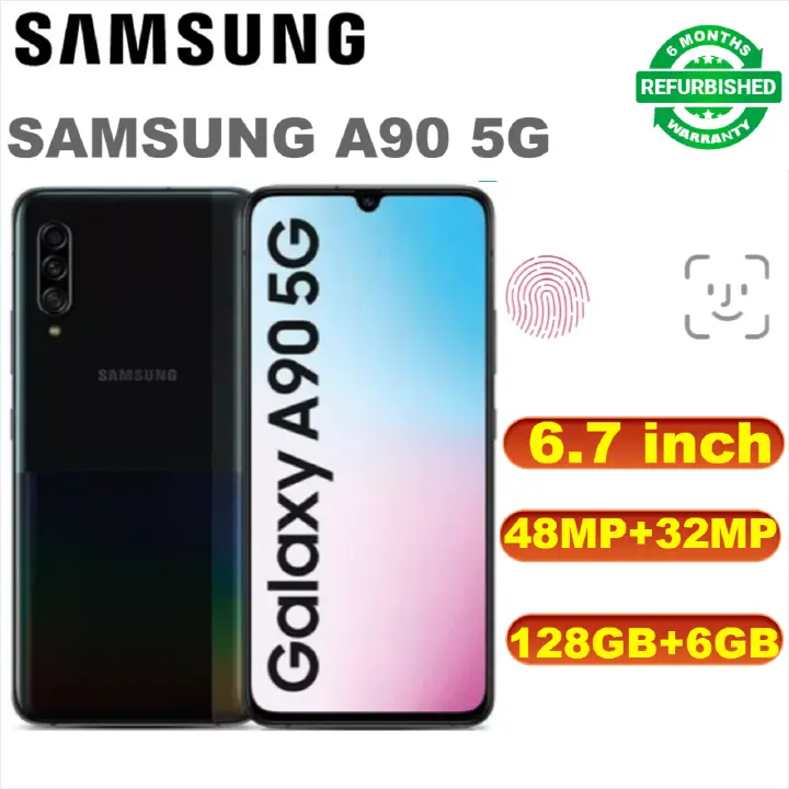 Refurbished Samsung Galaxy A90 5G 128+6GB 4500mAh 6.7" 32MP + 48MP 5G Phones Android single SIM Smartphones Waterproof google Smart Phones Big Battery
