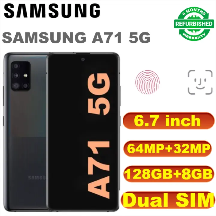 Refurbished Samsung Galaxy A71 Dual SIM 5G 128+8GB 4500mAh 6.7" AMOLED 64MP 5G Phones Android 13 Dual SIM Smartphones Waterproof google  Big Batter mpesa my phones best phones number safaricom phones