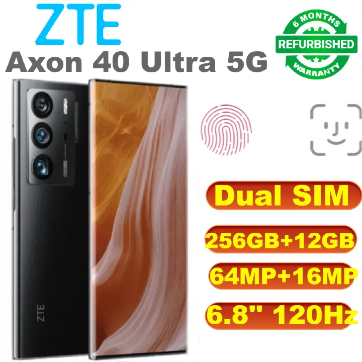 Refurbished Phones ZTE Axon 40 Ultra 5G Mobile Phones Snapdragon 8 Gen 1 6.8'' AMOLED 120Hz Screen 64MP AI Triple-cam 5000mAh 65W