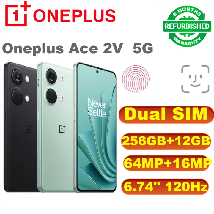 Refurbished Phones Oneplus Ace 2V 5G Smartphone Dimensity 9000 64MP 5000mAh 80W SuperVOOC 6.74Inch FHD+ 120Hz AMOLED NFC OTA