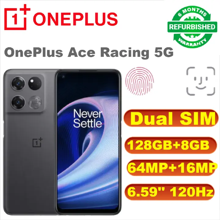 Refurbished Phones OnePlus Ace Racing 5G 8GB 128GB Mobile Phone MTK Dimensity 8100 MAX 6.59'' 120Hz Screen Smartphone 64MP Triple Camera