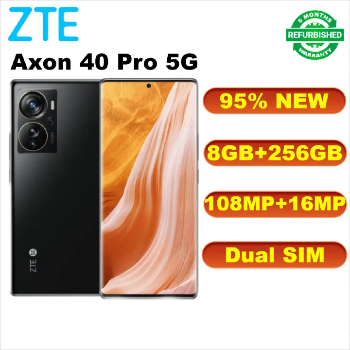 Refurbished Phones ZTE Axon 40 Pro 5G Smartphone DHL/FedEx 6.67'' FHD AMOLED 144Hz Flexible Curved Screen Cellphone 108MP UHD
