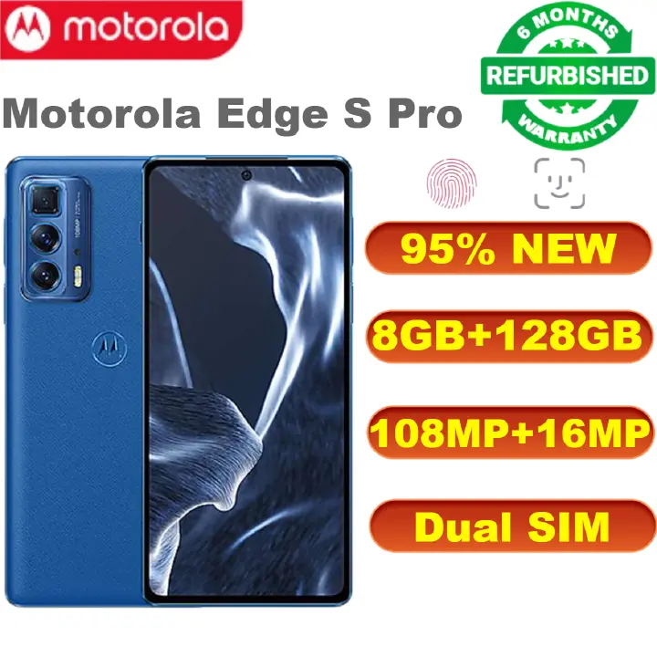 Refurbished Phones Lenovo Motorola Edge S Pro 12GB 256GB 5G Smartphone Snapdragon 870 108MP Camera 6.7" OLED 144Hz Screen Mobile Phone