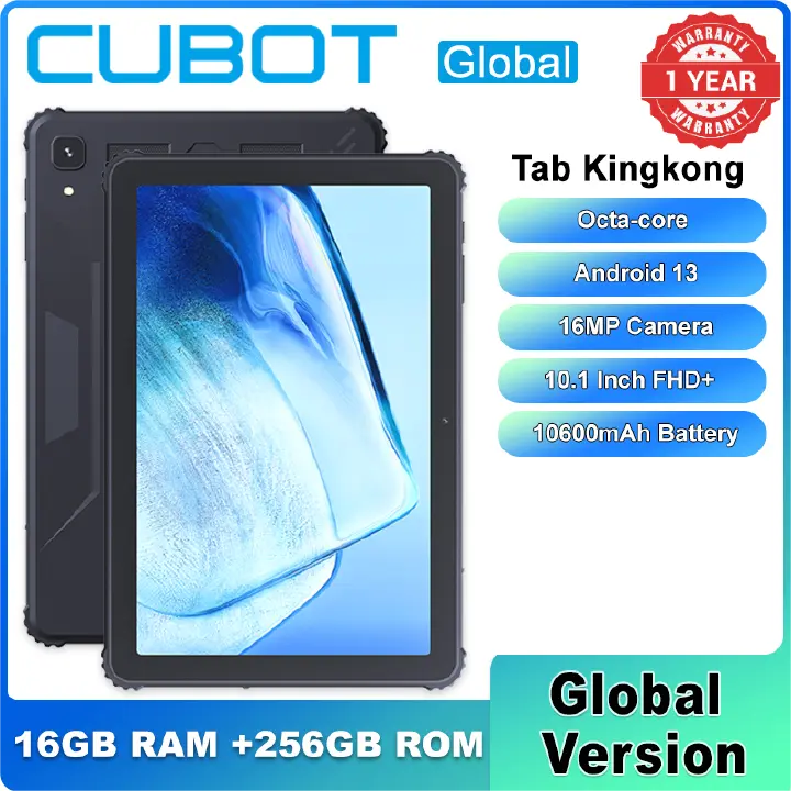 Cubot TAB KINGKONG Rugged Tablet 10.1 Inch FHD+ Android 13 16GB+256GB Octa-core 10600mAh Battery IP68 16MP Camera Tablet PC