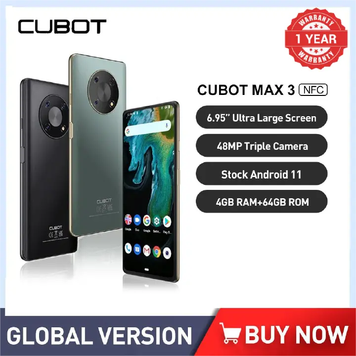 Cubot MAX 3 Smartphones 6.95 Inch Ultra Large Full Screen Mini Tablet Android 11.0 Mobile Phone 48MP Triple Camera 5000mAh NFC Smartphones