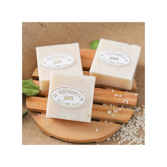 Rice Milk Soap Original Handmade Gluta Collagen Contains Vitamins Oil-Free Organic For Hand, Face and Body 60g