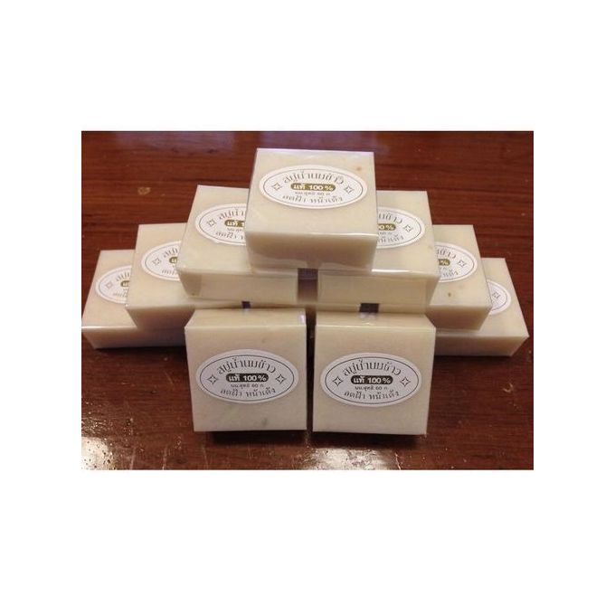 Rice Milk Soap Original Handmade Gluta Collagen Contains Vitamins Oil-Free Organic For Hand, Face and Body 60g