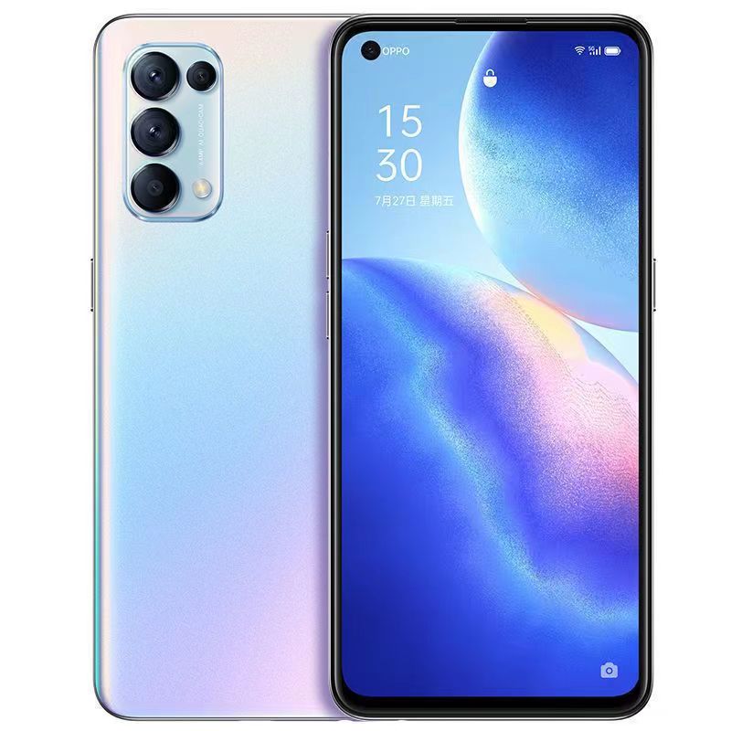 Refurbished OPPO Reno5 Reno 5 5g 6.43" original OLED screen 4300mAh 8GB+128GB, 12GB+256GB Rear Camera: 64MP Front Camera: 32MP Screen fingerprint recognition, facial recognition Smartphone