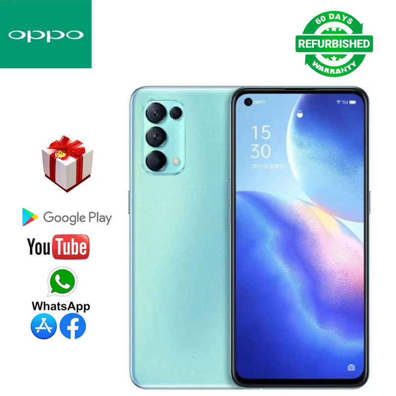 Refurbished OPPO Reno5 Reno 5 5g 6.43" original OLED screen 4300mAh 8GB+128GB, 12GB+256GB Rear Camera: 64MP Front Camera: 32MP Screen fingerprint recognition, facial recognition Smartphone