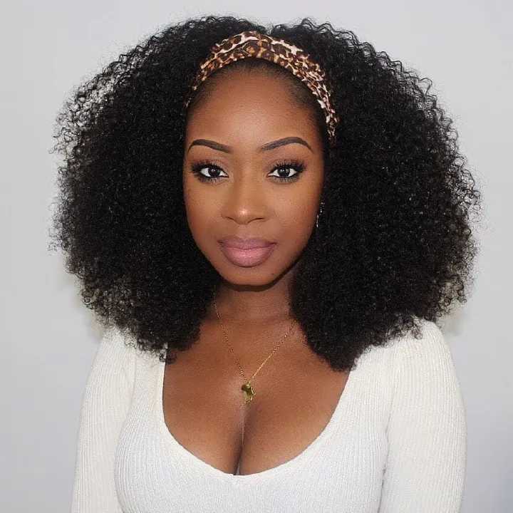 Soft Kinky Curly headband wig + Free gift inside