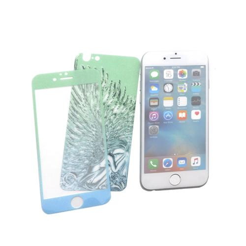 Wings of angels Gradient Color Tempered Glass Front + Back Screen Protector For iPhone6/6S Case