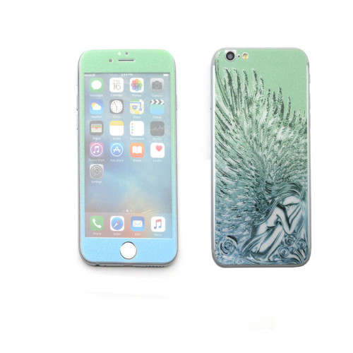 Wings of angels Gradient Color Tempered Glass Front + Back Screen Protector For iPhone6/6S Case