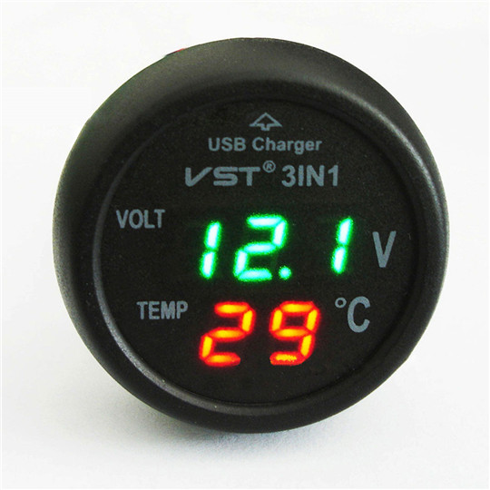 Car USB Charger Thermometer Voltage Meter Monitor Cigarette Lighter  Charger for Phone