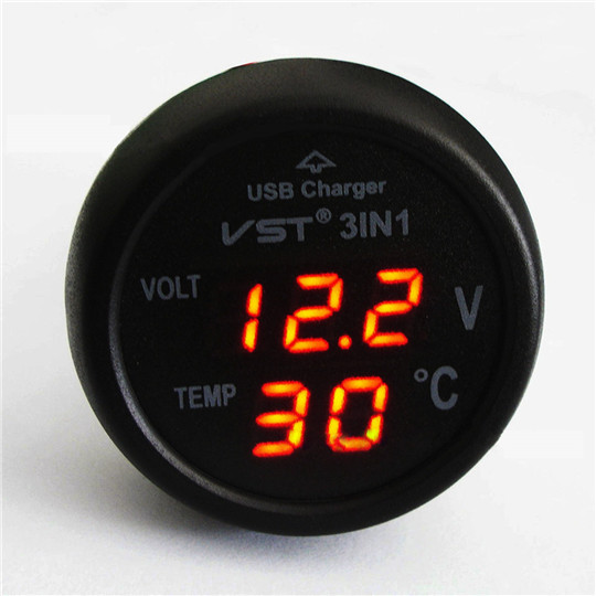 Car USB Charger Thermometer Voltage Meter Monitor Cigarette Lighter  Charger for Phone