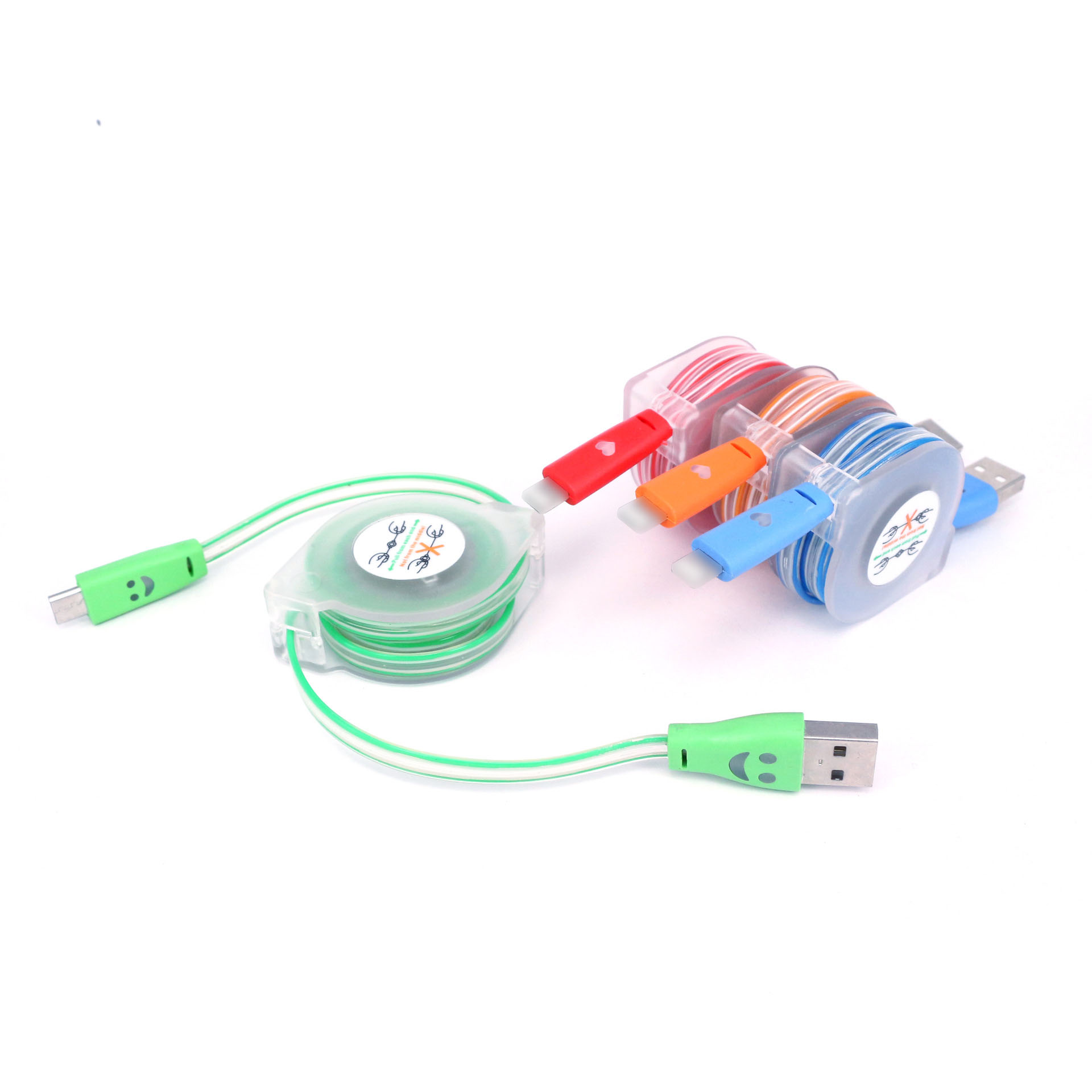 Luminous Universal 1M Retractable LED Light Micro USB Cable Charging Line V8 Cable for Andriod Phone