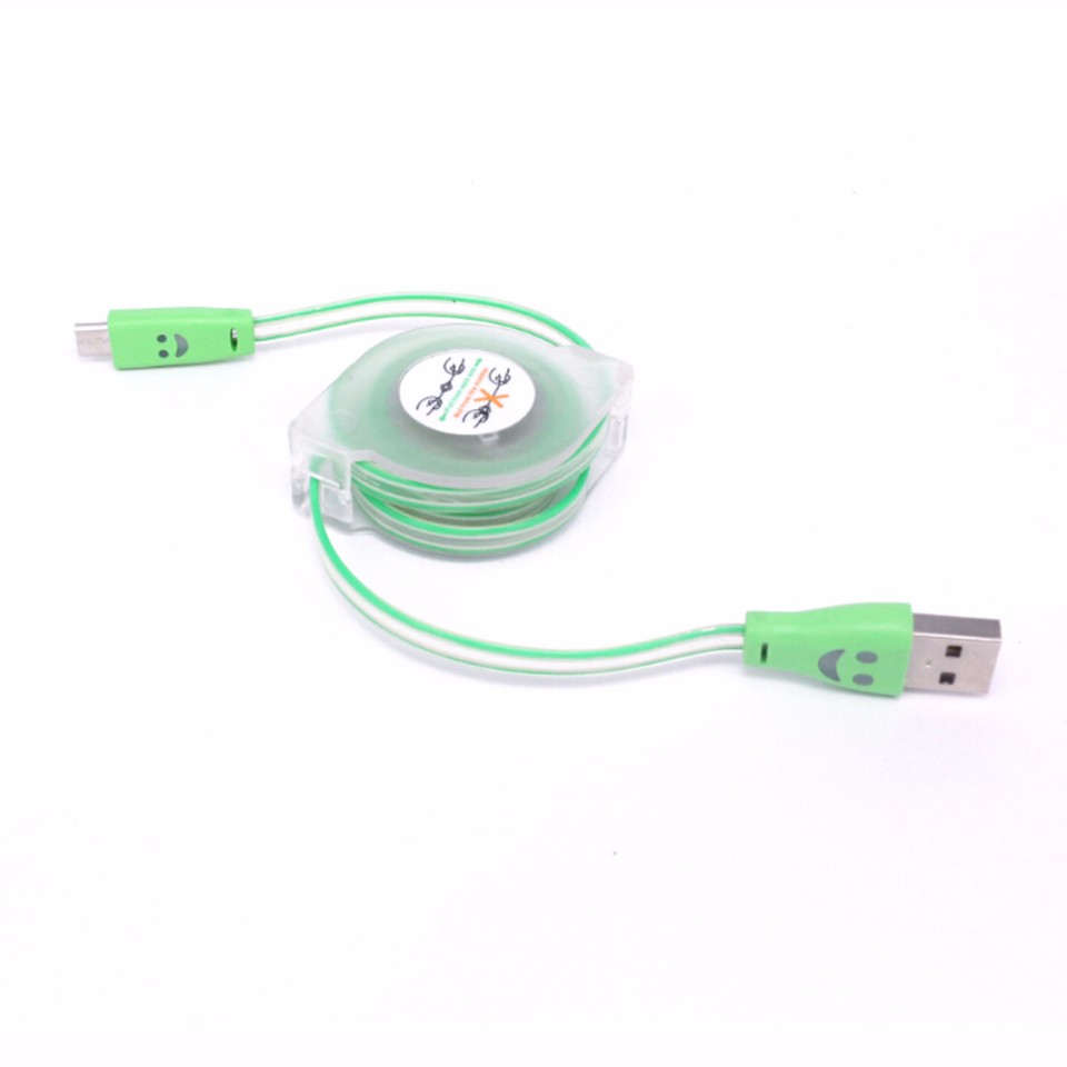 Luminous Universal 1M Retractable LED Light Micro USB Cable Charging Line V8 Cable for Andriod Phone