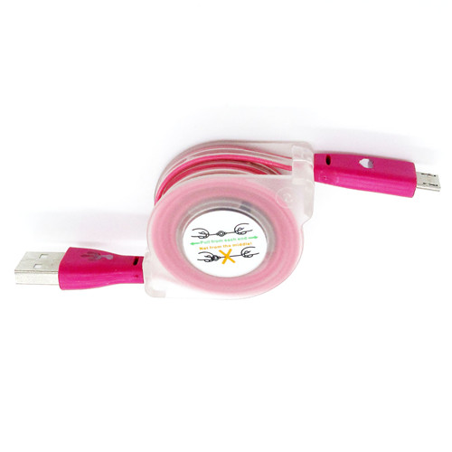 Luminous Universal 1M Retractable LED Light Micro USB Cable Charging Line V8 Cable for Andriod Phone