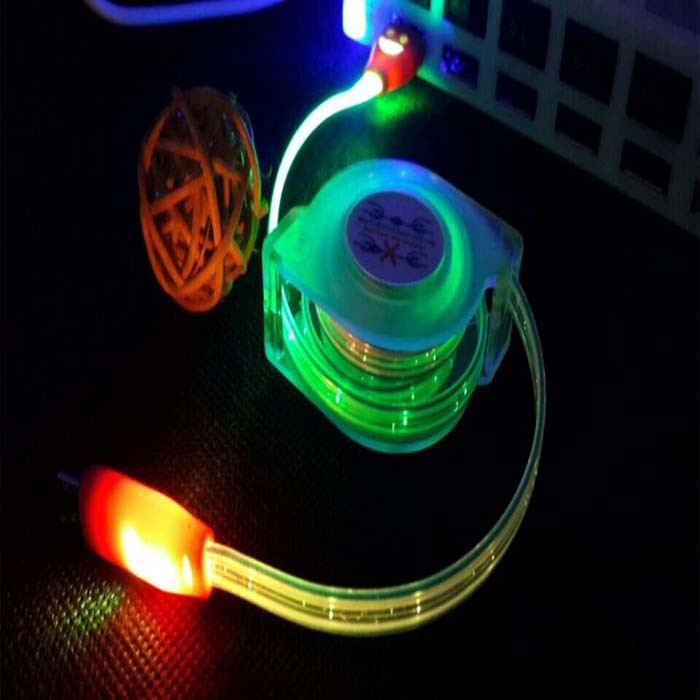 Luminous Universal 1M Retractable LED Light Micro USB Cable Charging Line V8 Cable for Andriod Phone