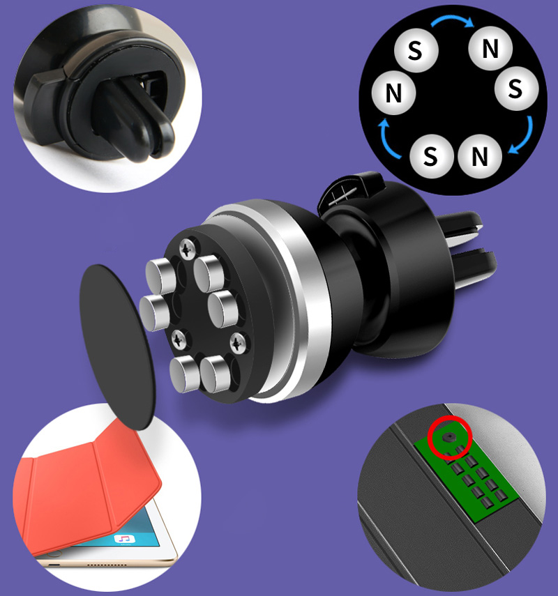 Universal Magnetic Car Phone Holder 360 Degree Rotatable Car Air Vent Outlet Mount for Phone