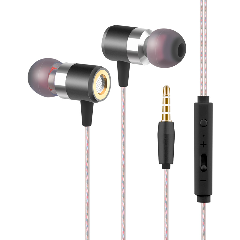 Running Stereo Bass Earphone Metal In-ear Headphone Sports Headset With Mic