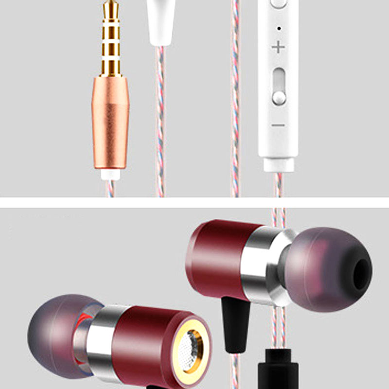 Running Stereo Bass Earphone Metal In-ear Headphone Sports Headset With Mic