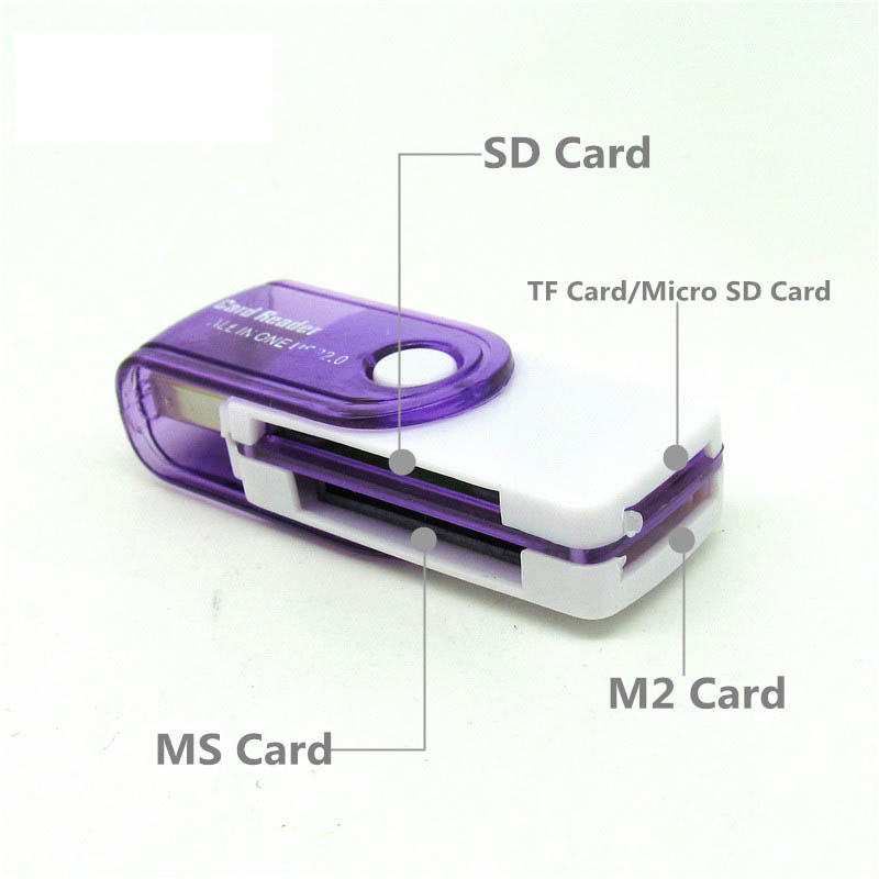 Multi-Function USB Card Reader Rotatable Memory Card Reader  4 in 1 SD TF MS M2 Memory Card