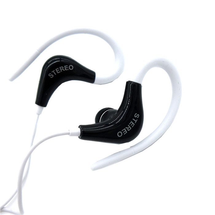 Wired Ear Hook Style Headphone Headset Stereo Music Sports White Black Earphone