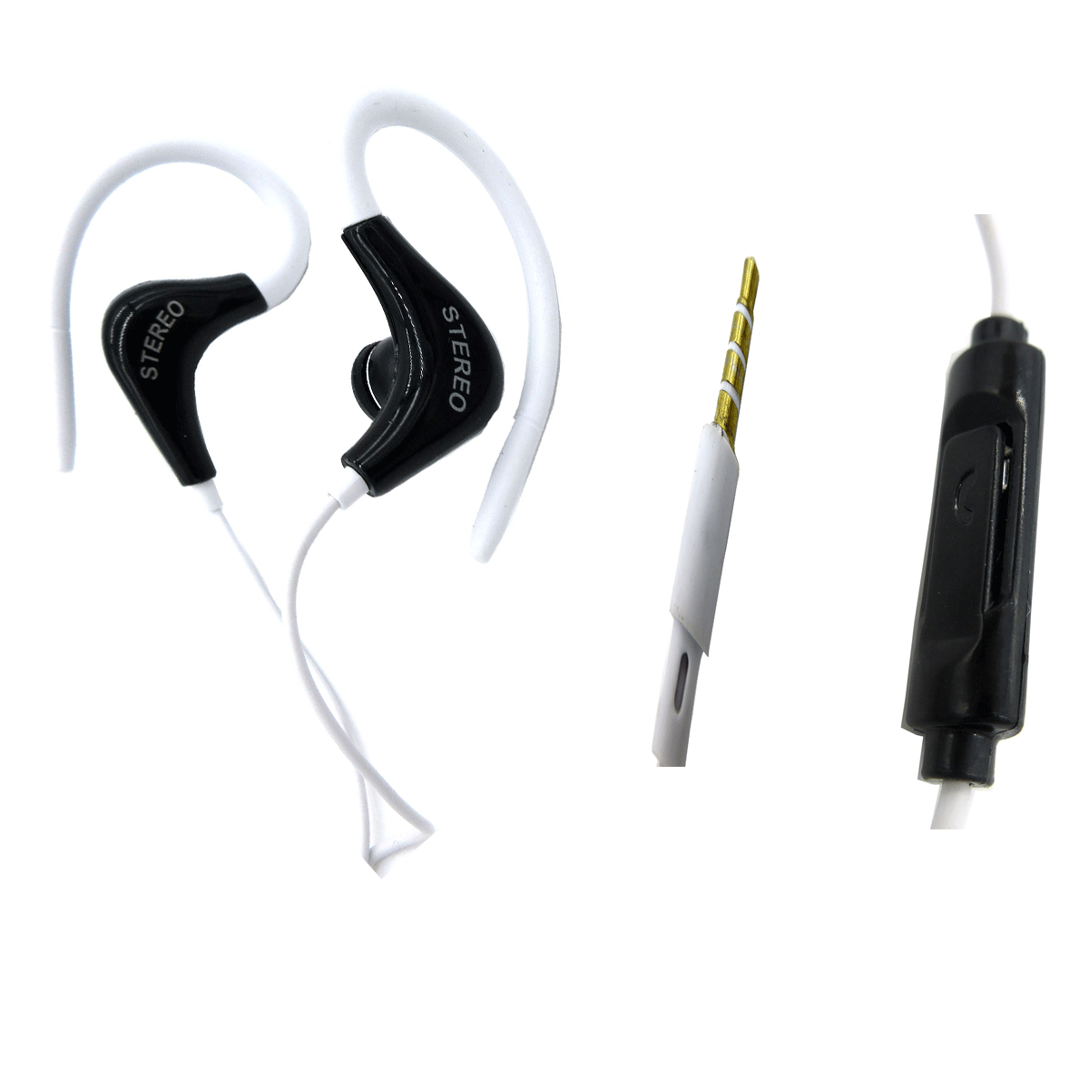 Wired Ear Hook Style Headphone Headset Stereo Music Sports White Black Earphone