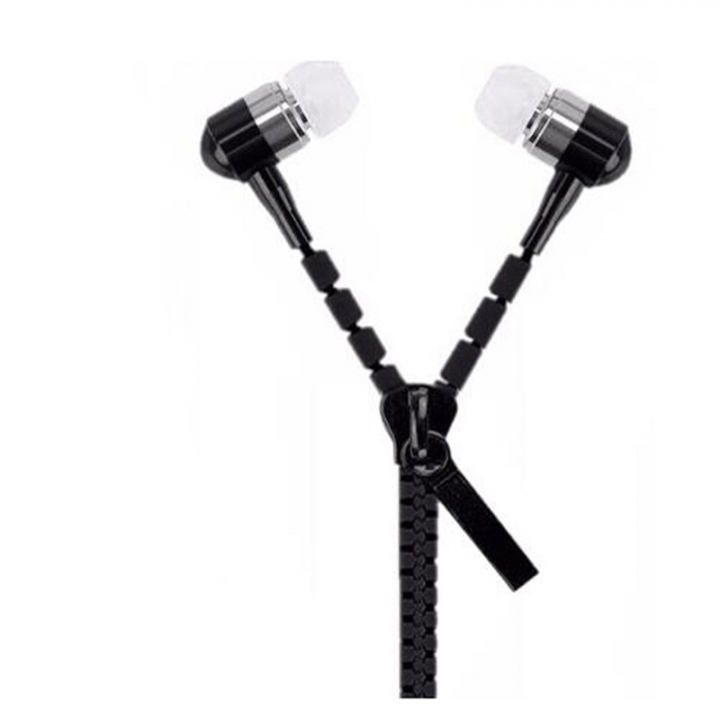 Zipper-style Metal In-ear Stereo Music Earphone Headset With Mic Excellent sound Earbuds