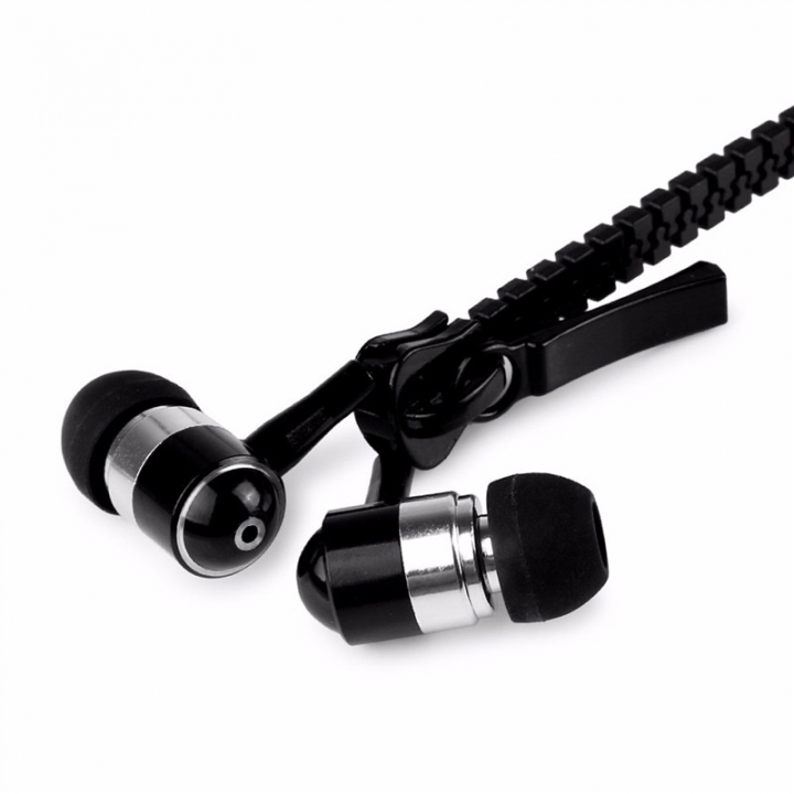 Zipper-style Metal In-ear Stereo Music Earphone Headset With Mic Excellent sound Earbuds