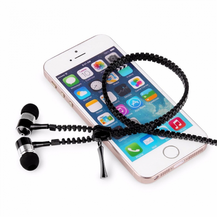 Zipper-style Metal In-ear Stereo Music Earphone Headset With Mic Excellent sound Earbuds