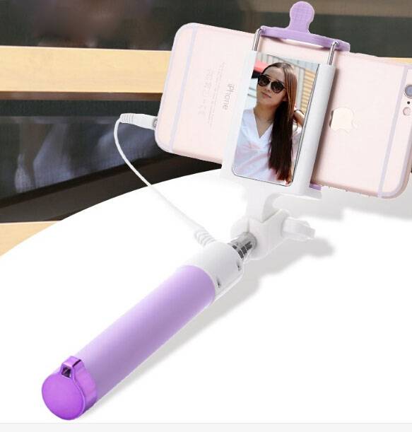 3.5MM AUX Universal Phone Selfie Stick  Mini Foldable Tripod Mirror Wired Selfie Sticks