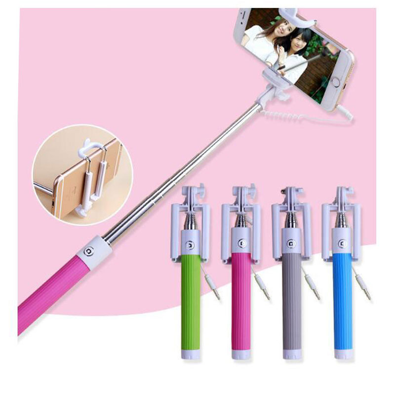 Universal Button Wired Handle Mini Phone Selfie Stick  Self-portrait Monopod
