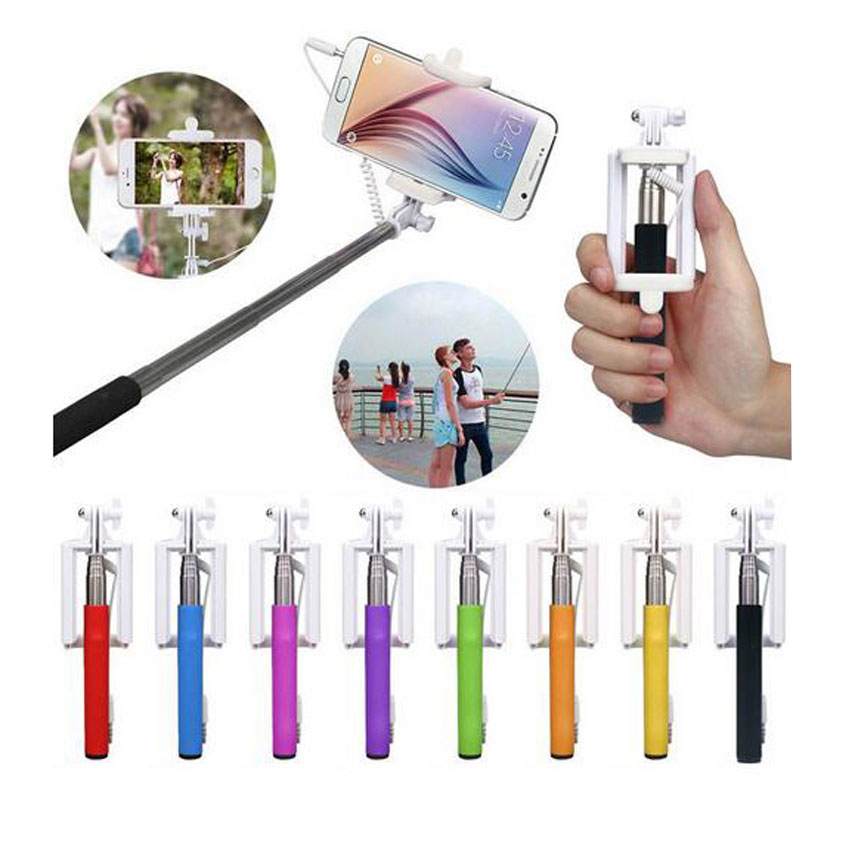 Universal Button Wired Handle Mini Phone Selfie Stick  Self-portrait Monopod